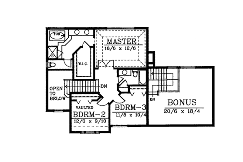 Home Plan - Floor Plan - Upper Floor for Traditional House Plan #94-201 - 4 bed, 3 bath