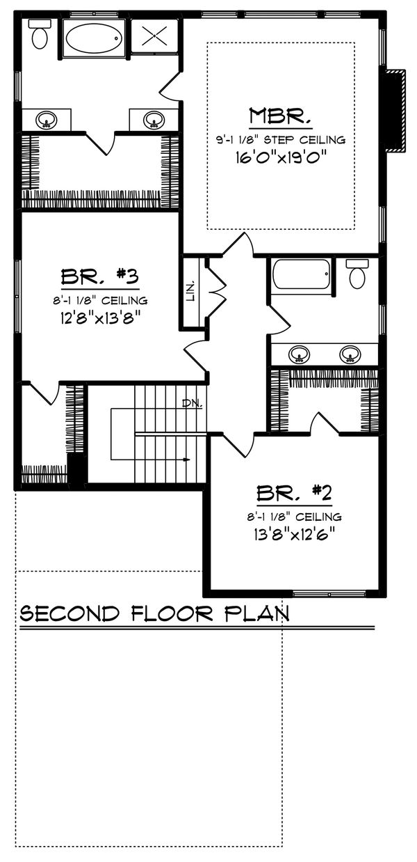 Craftsman Floor Plan - Upper Floor Plan #70-1221