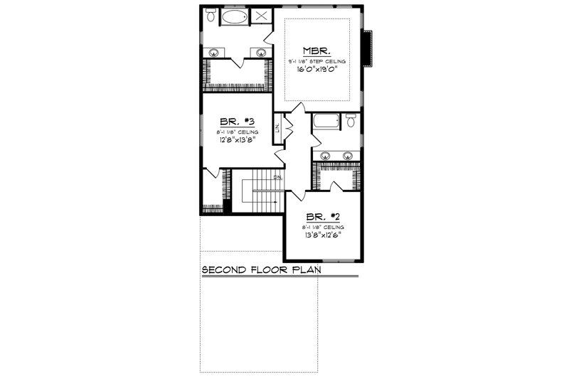 Architectural House Design - Floor Plan - Upper Floor for Craftsman House Plan #70-1221 - 3 bed, 3 bath