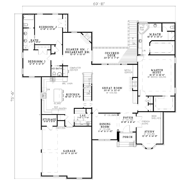 House Plan Design - European Floor Plan - Main Floor Plan #17-171