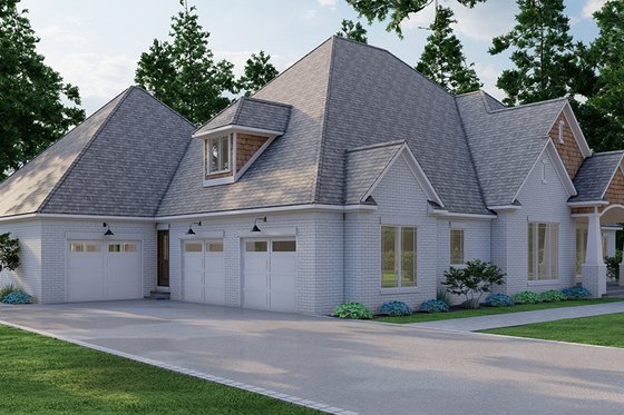 Exterior - Front Elevation 4 for European House Plan #923-17 - 4 bed, 4.5 bath