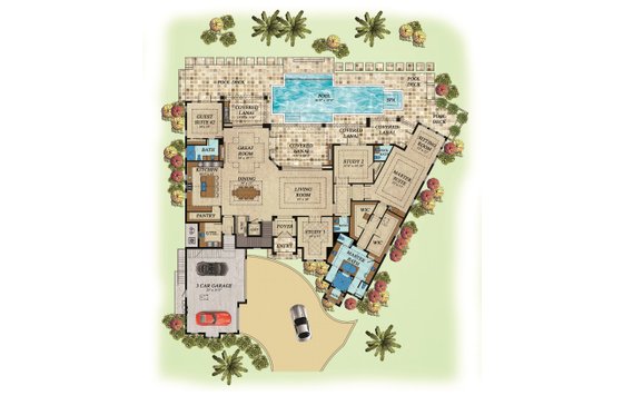 Floor Plan - Main Floor for Beach House Plan #548-52 - 4 bed, 4.5 bath