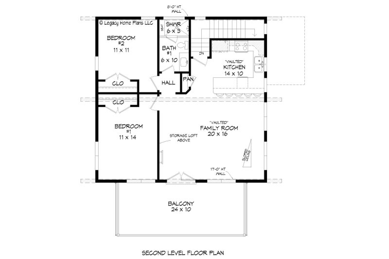 Architectural House Design - Floor Plan - Upper Floor for Contemporary House Plan #932-475 - 2 bed, 2 bath