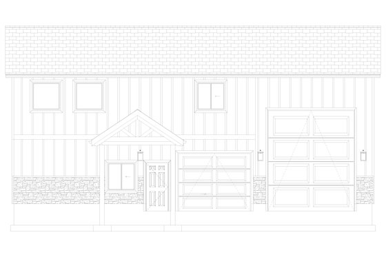 Exterior - Front Elevation 4 for Barndominium House Plan #1060-186 - 2 bed, 1 bath