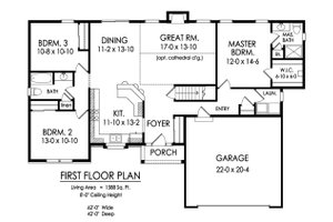 Floor Plan - Main Floor for Ranch House Plan #1010-4 - 2 bed, 2 bath