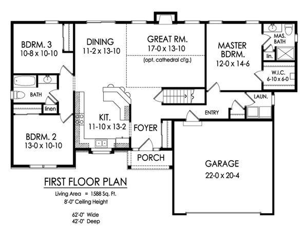 Home Plan - Ranch Floor Plan - Main Floor Plan #1010-4
