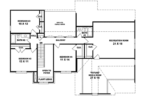 Floor Plan - Upper Floor for Traditional House Plan #81-541 - 4 bed, 3.5 bath