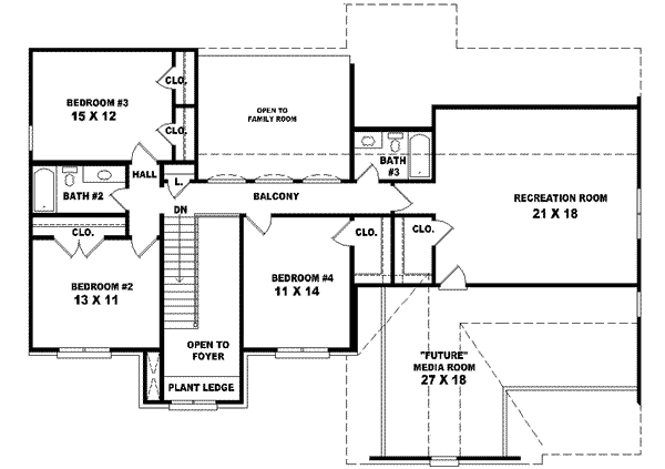 Traditional Floor Plan - Upper Floor Plan #81-541