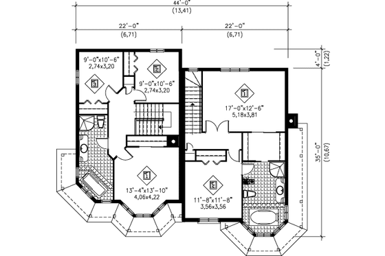 Floor Plan - Upper Floor for Victorian House Plan #25-4229 - 3 bed, 1.5 bath