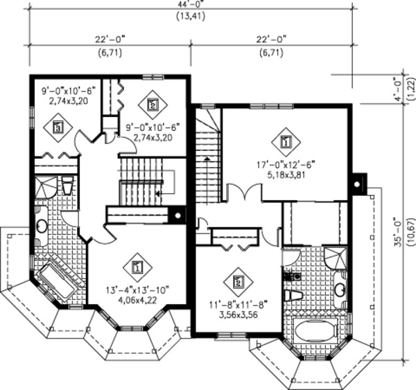 Victorian Floor Plan - Upper Floor Plan #25-4229