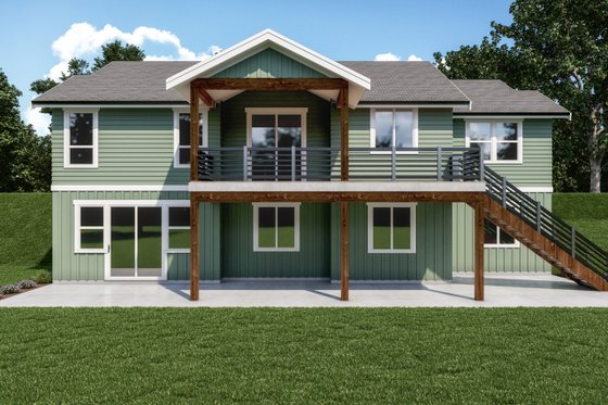 Exterior - Rear Elevation for Craftsman House Plan #1070-130 - 4 bed, 2.5 bath