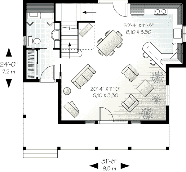 House Blueprint - Cottage Floor Plan - Main Floor Plan #23-598