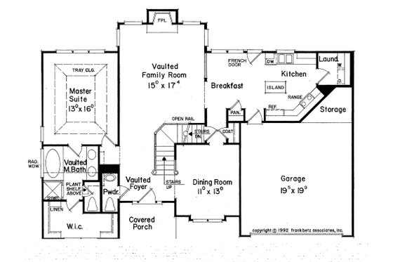 Floor Plan - Main Floor for Traditional House Plan #927-7 - 4 bed, 2.5 bath