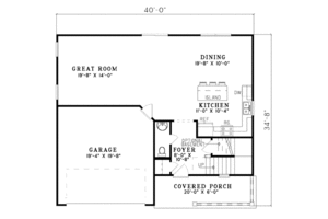 Floor Plan - Main Floor for Traditional House Plan #17-431 - 3 bed, 2.5 bath