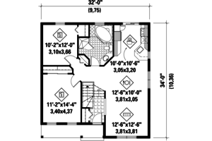 Floor Plan - Main Floor for Country House Plan #25-4448 - 2 bed, 1 bath