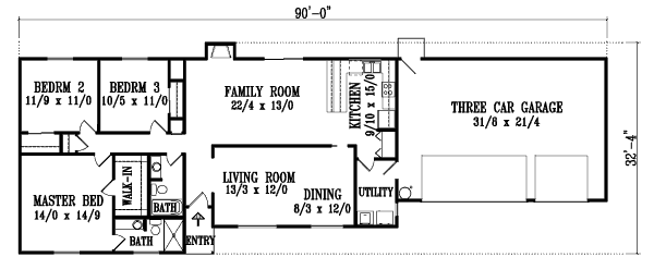 Adobe / Southwestern Floor Plan - Main Floor Plan #1-1306