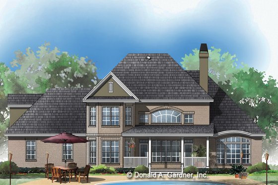 Exterior - Rear Elevation for Traditional House Plan #929-341 - 3 bed, 2.5 bath