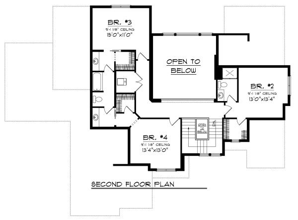 Dream House Plan - Tudor Floor Plan - Upper Floor Plan #70-1141