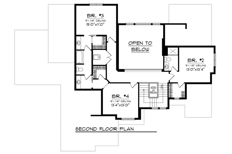 Dream House Plan - Floor Plan - Upper Floor for Tudor House Plan #70-1141 - 4 bed, 3.5 bath