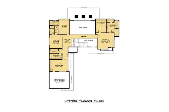 Floor Plan - Upper Floor for Contemporary House Plan #1066-186 - 5 bed, 6.5 bath