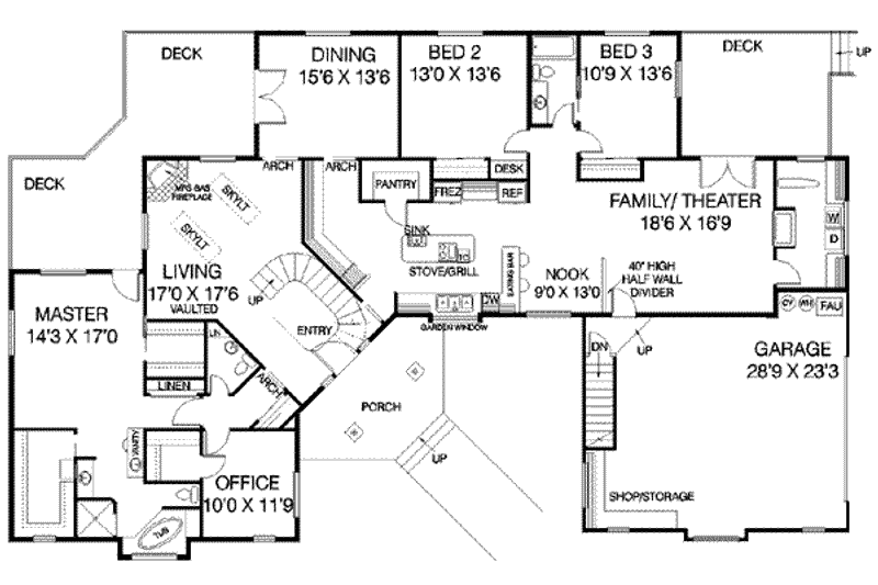 Architectural House Design - Floor Plan - Main Floor for European House Plan #60-249 - 4 bed, 3.5 bath