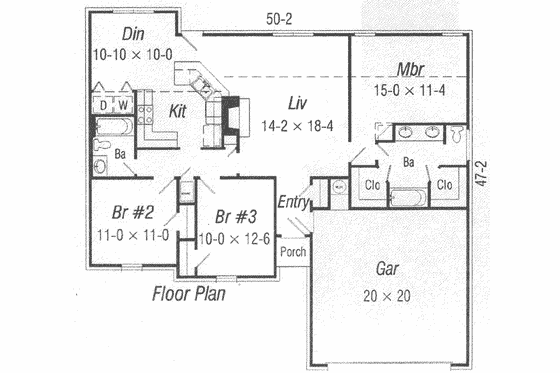 Floor Plan - Main Floor for Traditional House Plan #329-147 - 3 bed, 2 bath