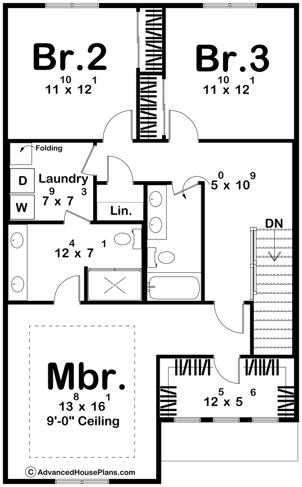 Home Plan - Traditional Floor Plan - Upper Floor Plan #455-387