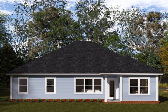 Exterior - Rear Elevation for Ranch House Plan #513-2173 - 3 bed, 2.5 bath