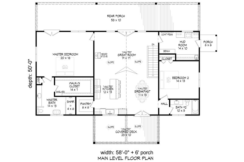 House Design - Floor Plan - Main Floor for Country House Plan #932-1232 - 2 bed, 2 bath