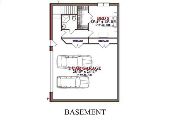 Floor Plan - Lower Floor for Farmhouse House Plan #63-226 - 4 bed, 2 bath