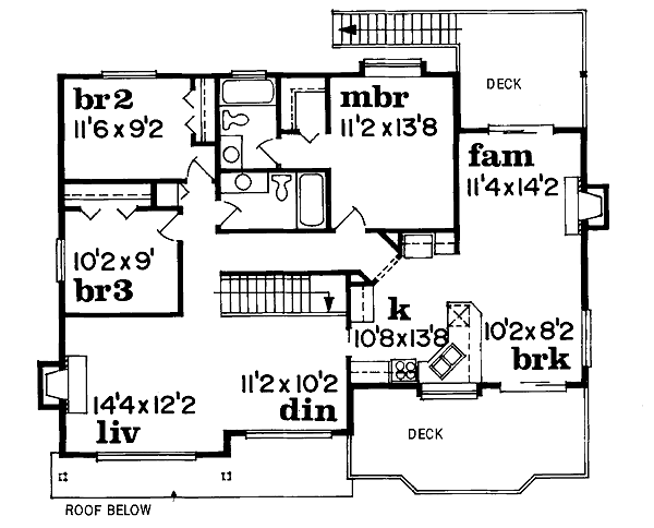 Traditional Floor Plan - Upper Floor Plan #47-244