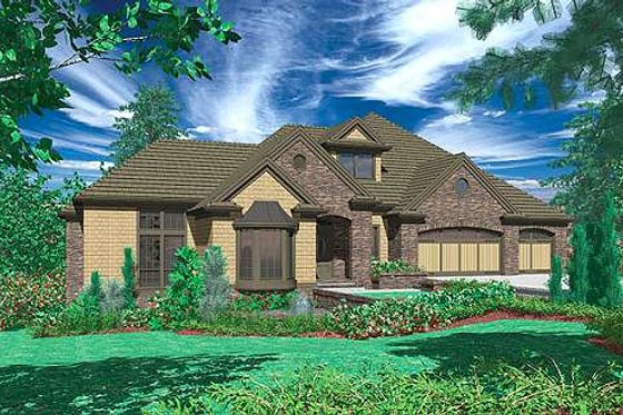 Exterior - Front Elevation for European House Plan #48-133 - 5 bed, 4.5 bath