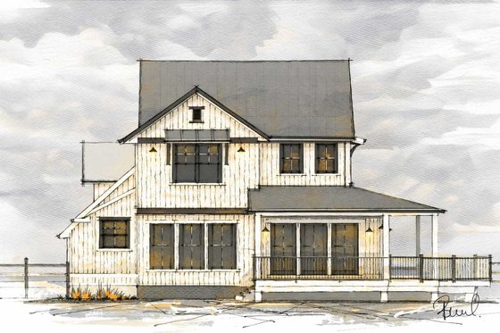 Exterior - Rear Elevation for Farmhouse House Plan #1101-59 - 3 bed, 2.5 bath