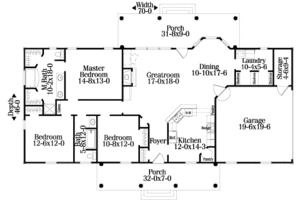 Floor Plan - Main Floor for Southern House Plan #406-128 - 3 bed, 2 bath