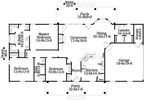 Architectural House Design - Southern Floor Plan - Main Floor Plan #406-128