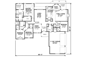 Floor Plan - Main Floor for Traditional House Plan #65-183 - 4 bed, 3 bath
