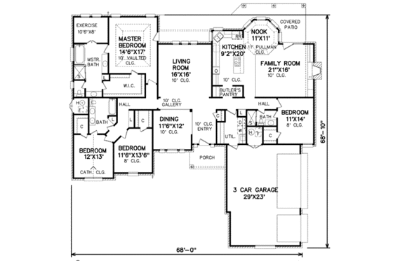 Floor Plan - Main Floor for Traditional House Plan #65-183 - 4 bed, 3 bath