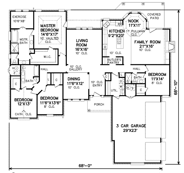 Traditional Style House Plan - 4 Beds 3 Baths 2722 Sq/Ft Plan #65-183