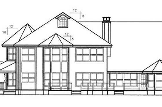 Exterior - Rear Elevation for Country House Plan #60-240 - 4 bed, 5 bath
