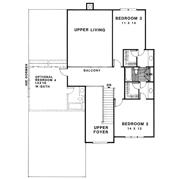 European Floor Plan - Upper Floor Plan #56-193