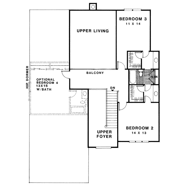 House Design - European Floor Plan - Upper Floor Plan #56-193