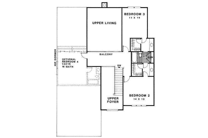Dream House Plan - Floor Plan - Upper Floor for European House Plan #56-193 - 3 bed, 2.5 bath