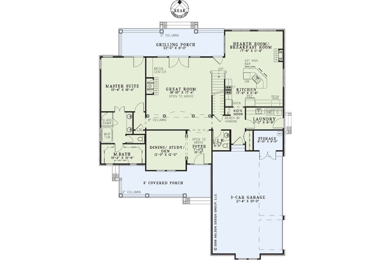 House Blueprint - Floor Plan - Main Floor for Country House Plan #17-3463 - 4 bed, 2.5 bath