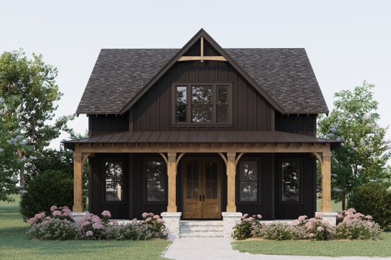 Exterior - Front Elevation 4 for Farmhouse House Plan #461-93 - 4 bed, 3 bath