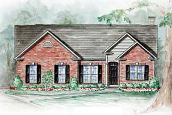 Exterior - Front Elevation for Traditional House Plan #54-156 - 3 bed, 2 bath