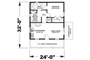 Floor Plan - Main Floor for Cottage House Plan #44-301 - 1 bed, 1 bath