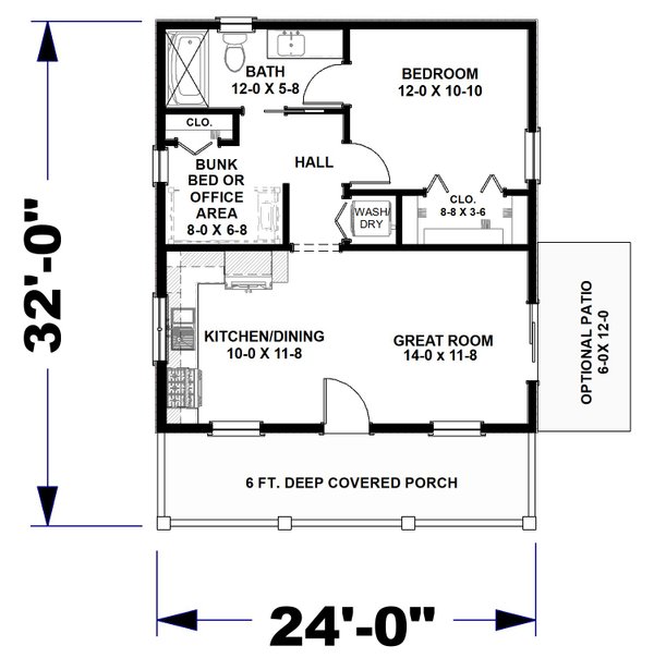House Design - Cottage Floor Plan - Main Floor Plan #44-301