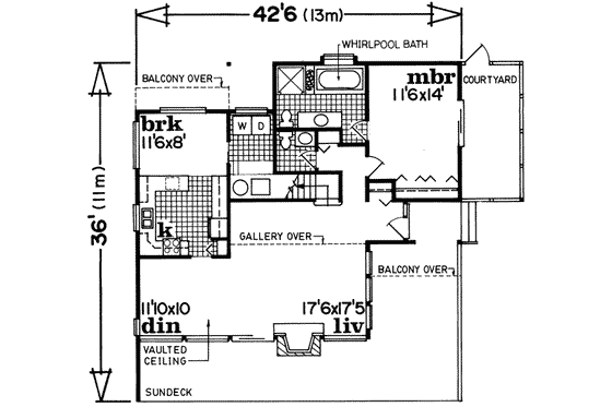 Floor Plan - Main Floor for Contemporary House Plan #47-528 - 3 bed, 2.5 bath