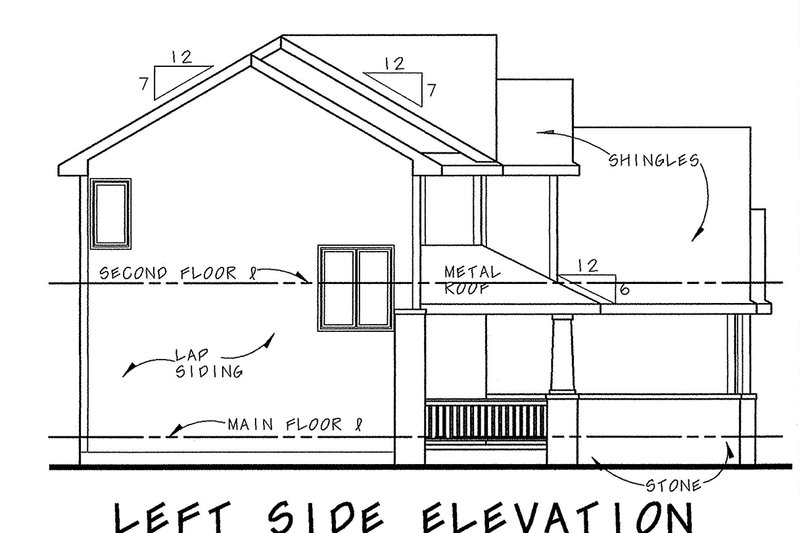House Blueprint - Exterior - Front Elevation 3 for Craftsman House Plan #20-2084 - 3 bed, 2.5 bath