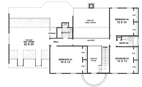 Colonial Floor Plan - Upper Floor Plan #81-260